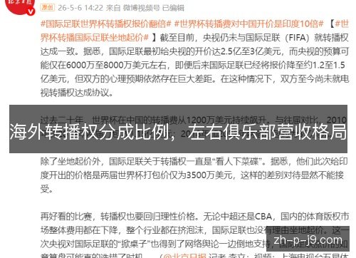 海外转播权分成比例，左右俱乐部营收格局